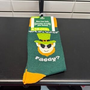 Caraa Green and Orange Men's Crew Socks St. Patrick’s Day